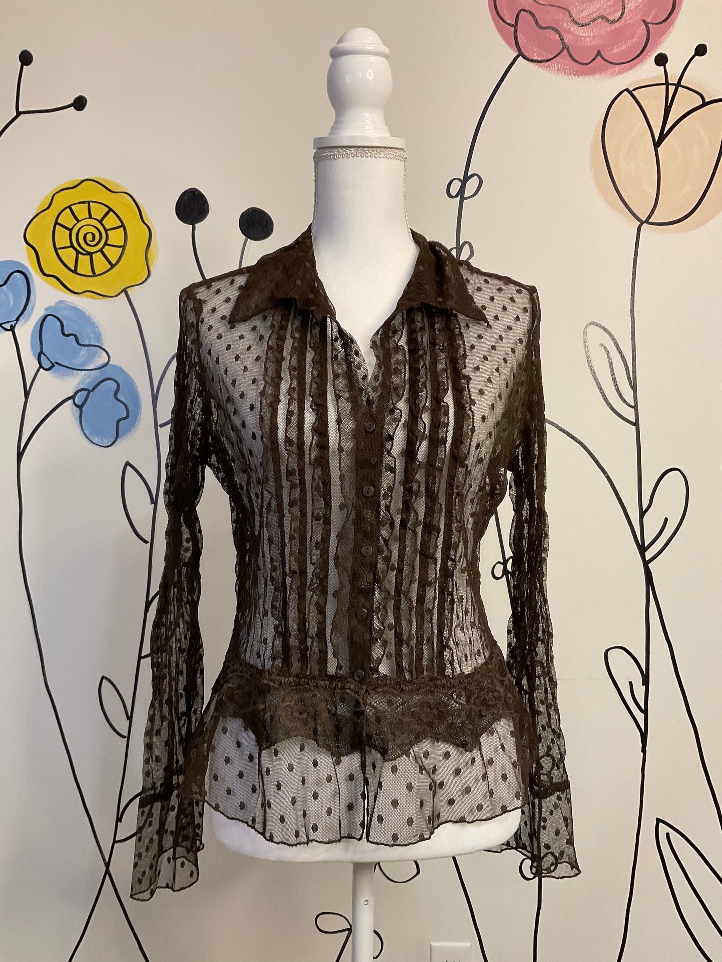 Sheer brown button up