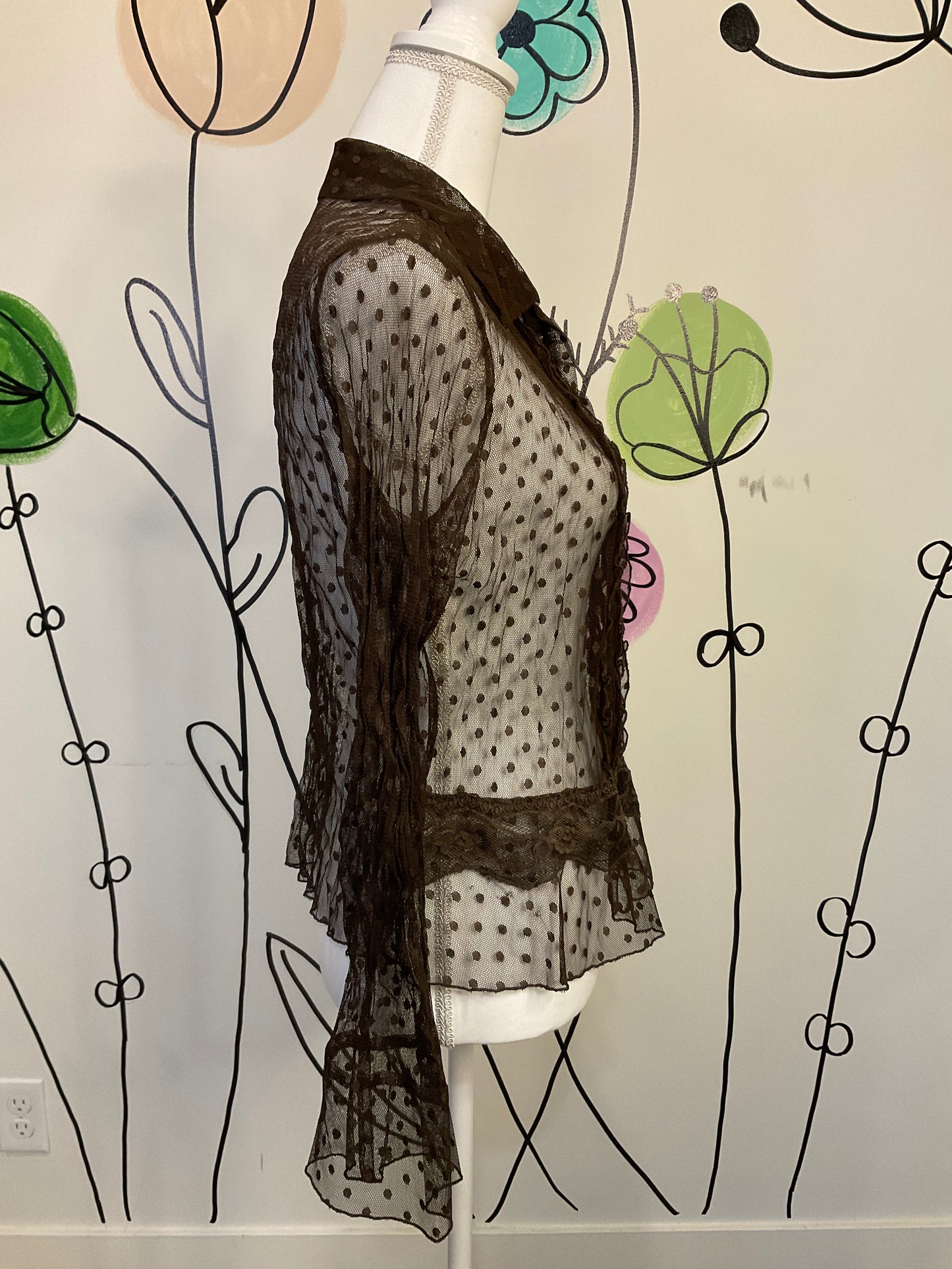 Sheer brown button up